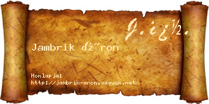 Jambrik Áron névjegykártya